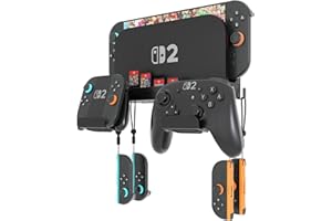 KUNSLUCK Switch 2 Wall Mount - Wall Mount Stand for Nintendo Switch 2 (2025) Console, Joy-Con, Game Cards - Space-Saving Dock