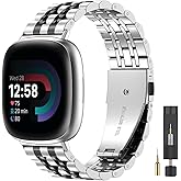 ZPJPPLX for Fitbit Versa 4/Sense 2 Metal Bands for Men Women,Compitaple with Fitbit Versa 3/Sense Stainless Steel Watch Band