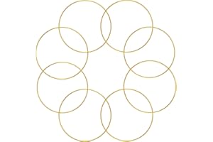 OUTUXED 8pcs Metal Rings for Crafts Dream Catcher Rings Metal Hoops Macrame Ring, Gold Macrame and Dream Catcher Supplies, Centerpiece Table Decorations (8inch)