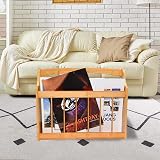 Unibos Magazine & Newspaper Rack Bamboo Storage Basket with Handle Brown UK view 4