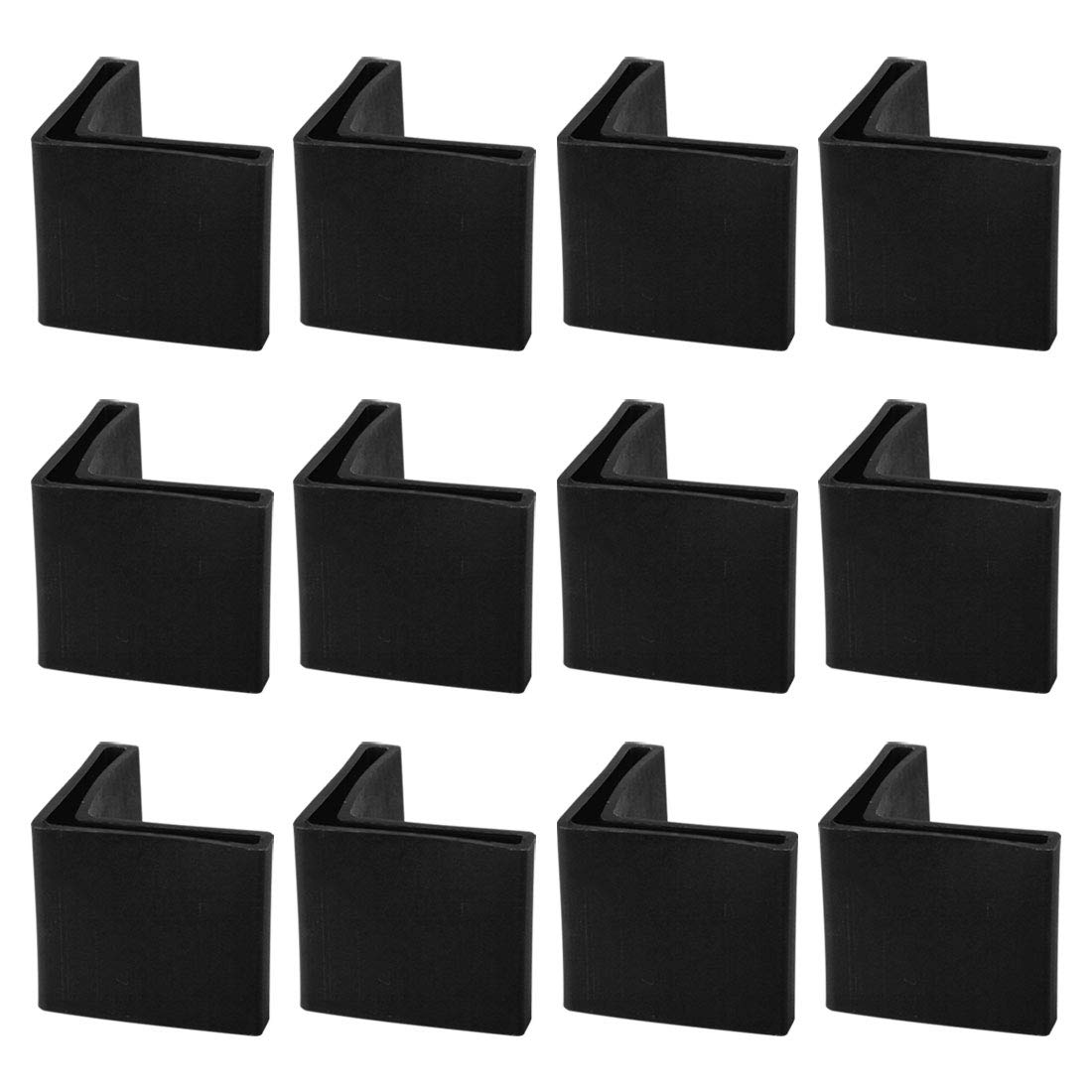 sourcing map 50 x 50mm Angle Iron Foot Pads L Shaped Plastic Furniture Desk Leg Cap End Covers Floor Protector Black 12 Pcs