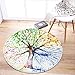 LEEVAN Art Deco Pattern Non-Slip Backing Machine Washable Round Area Rug Foam Mat Living Room Bedroom Study Children Playroom Super Soft Carpet Floor Mat Home Decor 3-Feet Diameter, Four Season Tree