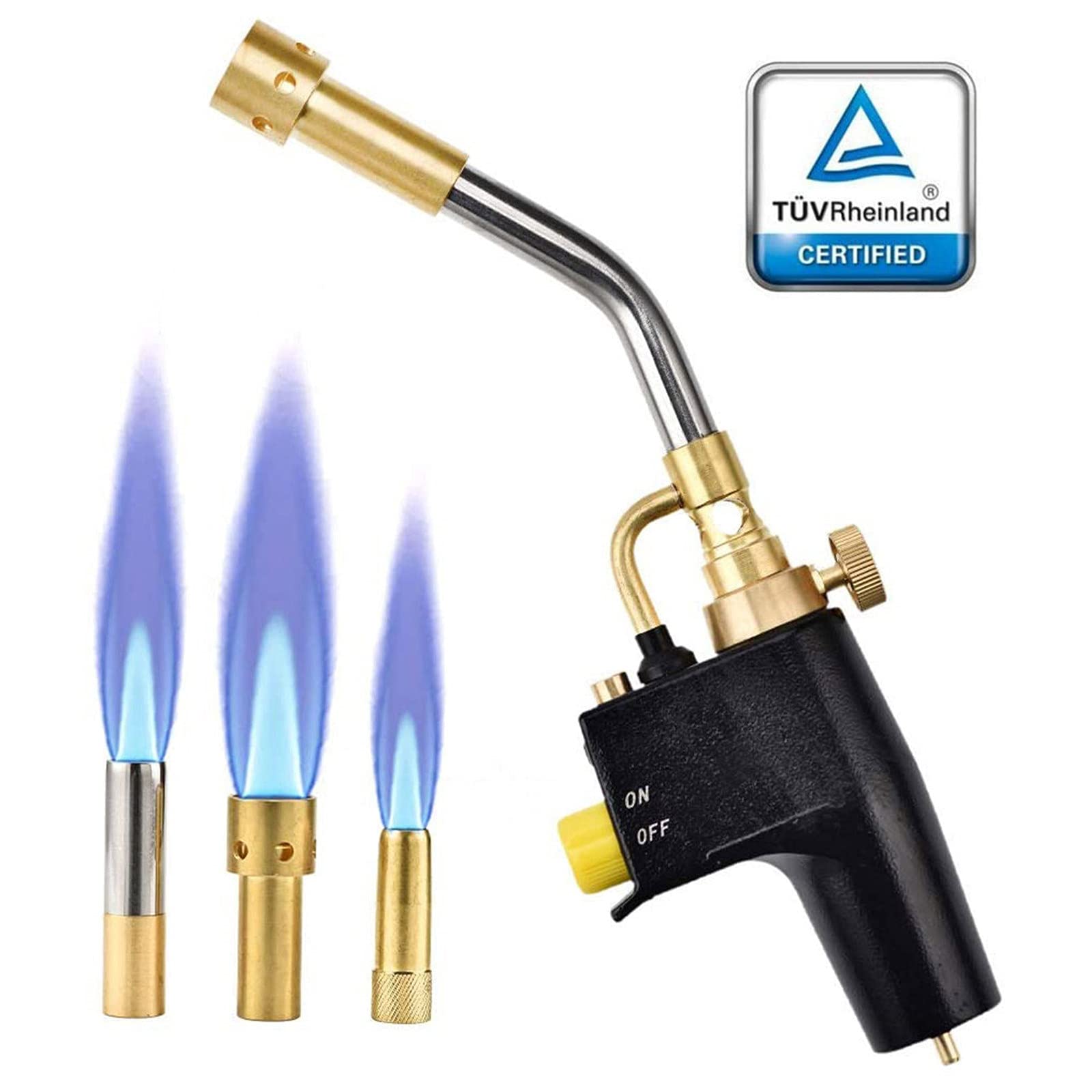 SEAAN MAPP Propane Torch Multi Purpose Trigger Start Propane Torch with 3 Nozzles/Tips, Gas Cylinders not Included