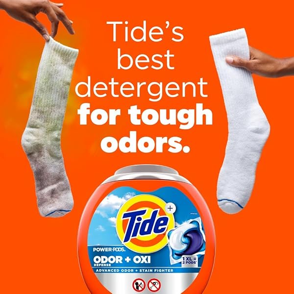 TIDE ULTRA OXI POWER PODS WITH ODOR ELIMINATORS LAUNDRY DETERGENT PACS, 25 COUNT, FOR VISIBLE AND INVISIBLE DIRT
