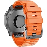 ANCOOL Compatible with Fenix 6/Fenix 7 Bands 22MM Quickfit Silicone Watch Band Replacement for Fenix 8 47mm/7 Pro/6 Pro/5/5 Plus/Approach S60/S62/Quatix 6 (Orange)