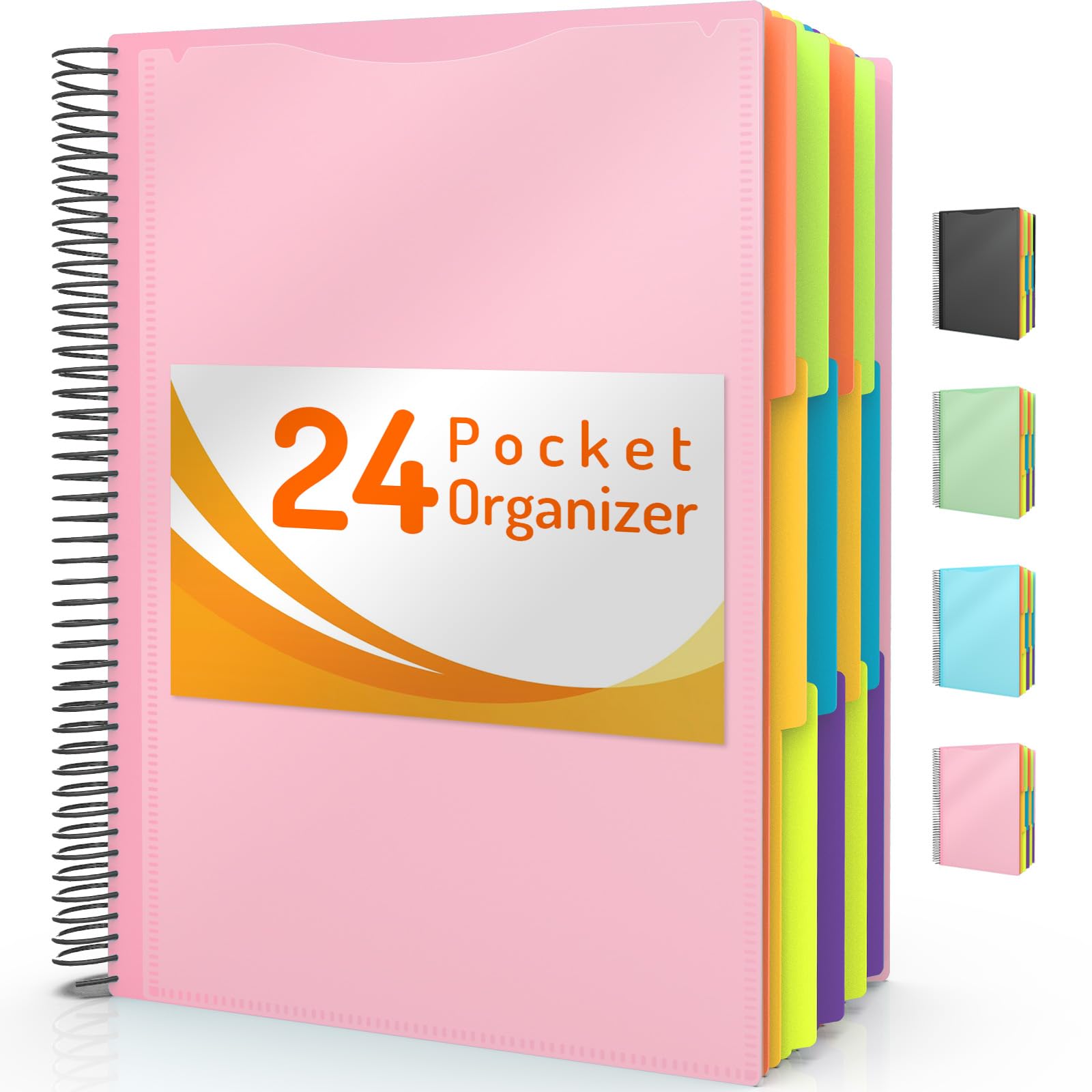 Photo 1 of Forvencer 24 Pocket Project Organizer, 1/3-cut Tab Binder Organizer with Sticky Labels, Multi Pocket Folder with Zipper Pouch, Folder Binder Spiral Pocket Notebook, Office Supplies
