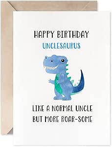 amazon com dinosaur card for awesome uncle funny uncle birthday card happy birthday unclesaurus office products