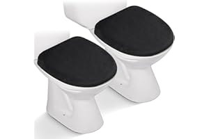 AZHCHKE 2pcs Toilet Lid Cover, Stretch Velvet Toilet Seat Cover for Bathroom, Ultra Soft Toilet Cover Luxury Velvet Machine Wash, Fits Most Round, Elongated and Oblong Lids, Bathroom Decor, Black