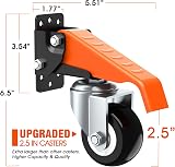 Ronlap 2.5" Heavy Duty Retractable Casters 4 Pack Workbench Wheels 300KG Side view 3