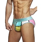 MIZOK Men's Color Block Bikini Swim Briefs Nylon Quick Dry Swimwear Sexy Low Rise Swimsuit