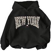 Floerns Girl's Y2k Cheetah Print Hoodie Pullovers Long Sleeve Drop Shoulder Sweatshirt