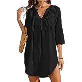 Bsubseach Swimsuit Coverup for Women V-Neck Bathing Suit Cover Up Summer Causal Short Sleeve Beach Dress