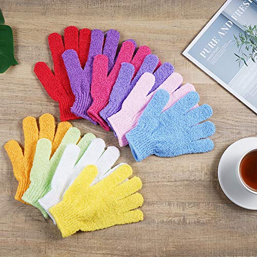 10 Pairs Exfoliating Bath Gloves,Made of 100 NYLON,10 Colors Double