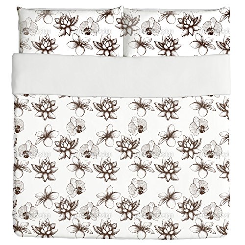 Vintage Exotic Plants Duvet Bed Set 3 Piece Set Duvet Cover - 2 Pillow Shams - Luxury Microfiber, Soft, Breathable