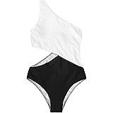 SweatyRocks Women's Bathing Suits One Shoulder Cutout One Piece Swimsuit Swimwear Monokini