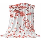 Singingin Ultra Soft Flannel Fleece Bed Blanket Cherry Blossom Throw Blanket All Season Warm Fuzzy Light Weight Cozy Plush Blankets for Living Room/Bedroom 40x50in