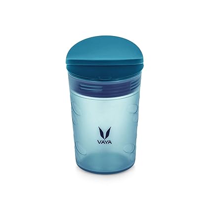 VAYA DRYNK Kids Spill Proof Pediasafe Lid Strawless Silicone Spout (Frosted Blue, 280 ml)