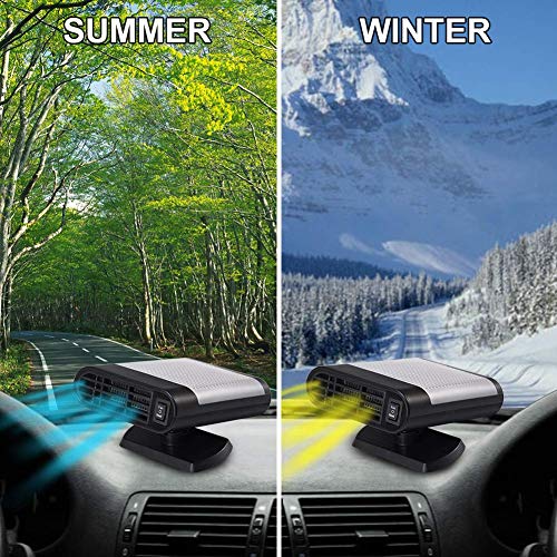 Portable Car Heater Car Defroster with Air Purification 12V 150W Auto Car 30 Seconds Fast Heating Defrost Defogger Demister Vehicle Ceramic Heater Fan for Windshield (Black)