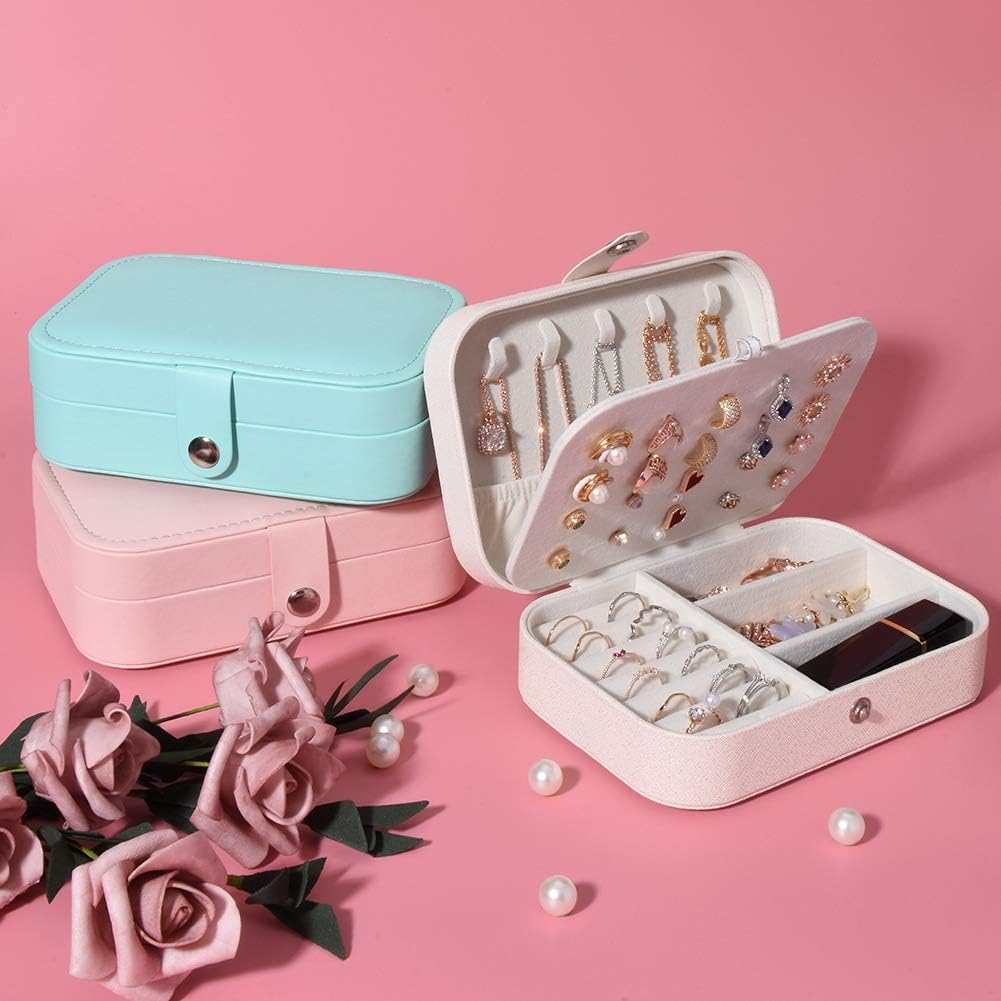 homchen Travel Jewelry Organiser Cases, Jewelry Storage Box for Necklace, Earrings, Rings, Bracelet (Box-Light Blue): Home & Kitchen