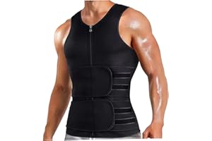 Mens Sauna Vest Waist Trainer, Double Belt Mens Sweat Vest Zipper Body Shaper for Gym Workout Exercise Running
