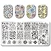 BORN PRETTY 4Pcs Nail Art Stamping Plates Set Flower Water Marble Geometrical Image Templates