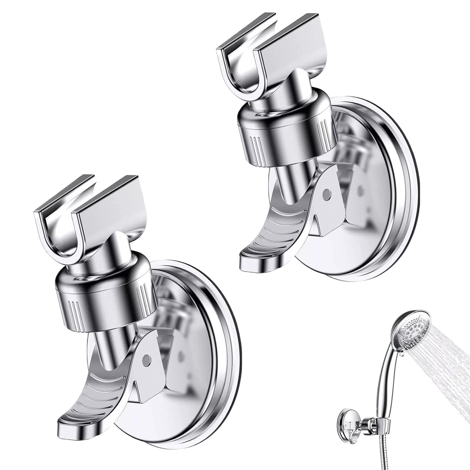 Pack of 2 Shower Head Holders, Adjustable Shower Holder, 360° Rotating, Detachable Bracket, Plumbing Accessories, Suitable for Hotel Bathroom, No Drilling Requi