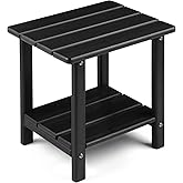Apolimi Adirondack Outdoor Side Table, 2-Tier Sturdy Patio End Table Weather Resistant, 16.5" Solid Side Table for Patio, Pool, Porch