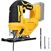 Cordless Jig Saw for DeWalt 20V Battery, 0°-45° Bevel Cuts, Brushless Jigsaw Tool, 3-Position Orbital for Wood/Metal/PVC Cutt