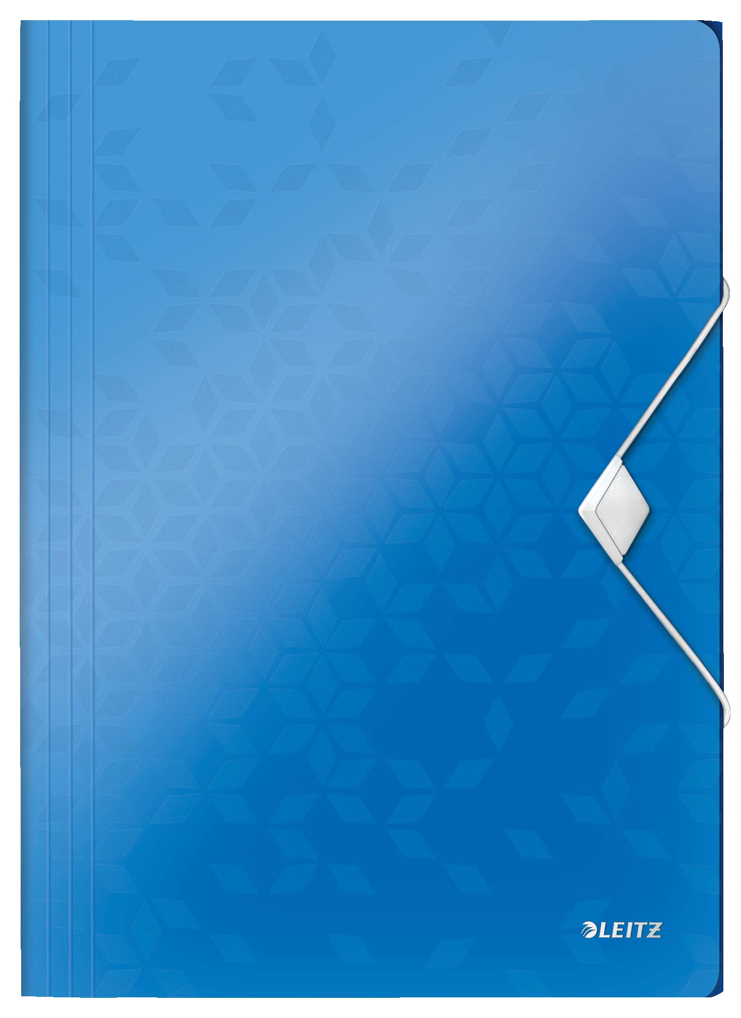 Leitz 3-Flap Folder, Holds up to 150 A4 Sheets, Elastic Closure, Flexible Plastic, Blue metallic, WOW Range, 45990036
