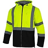 VENDACE Hi Vis Reflective Safety Jackets for Men Softshell Waterproof Class 3 High Visibility Work Jacket Polar Fleece Lining