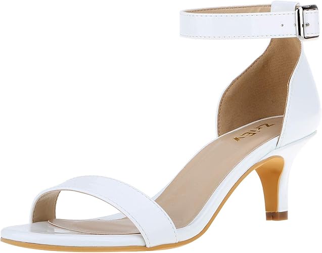 white short heel sandals