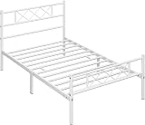 Yaheetech 3ft Single Bed Frame White Metal Slatted Mattress Foundation view 9