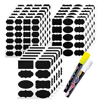Chalkboard Labels 173 Pcs Pack, Reusable and Waterproof Stickers for Containers, Jars; Mason, Spice, and Glass, Blackboard Organizer for Kitchen and Pantry in Small, Medium, and Large with 2 Markers