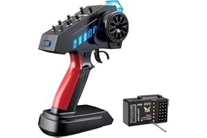 Hylukon RC Transmitter and Receiver Kit, MN-89K 2.4Ghz Radio Transmitter with 6CH RC Receiver for 1/8 1/10 1/16 1/32 Remote Controller Car, Boat, Plane Suitable for Modification Enthusiasts