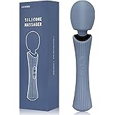 EUOTHY Cordless Handheld Personal Massager - Soft Silicone & Waterproof & USB Rechargeable & Quiet Motor, with 12 Vibration Patterns, 3 Powerful Speeds, for Muscle Tension Relief - Rose Blue