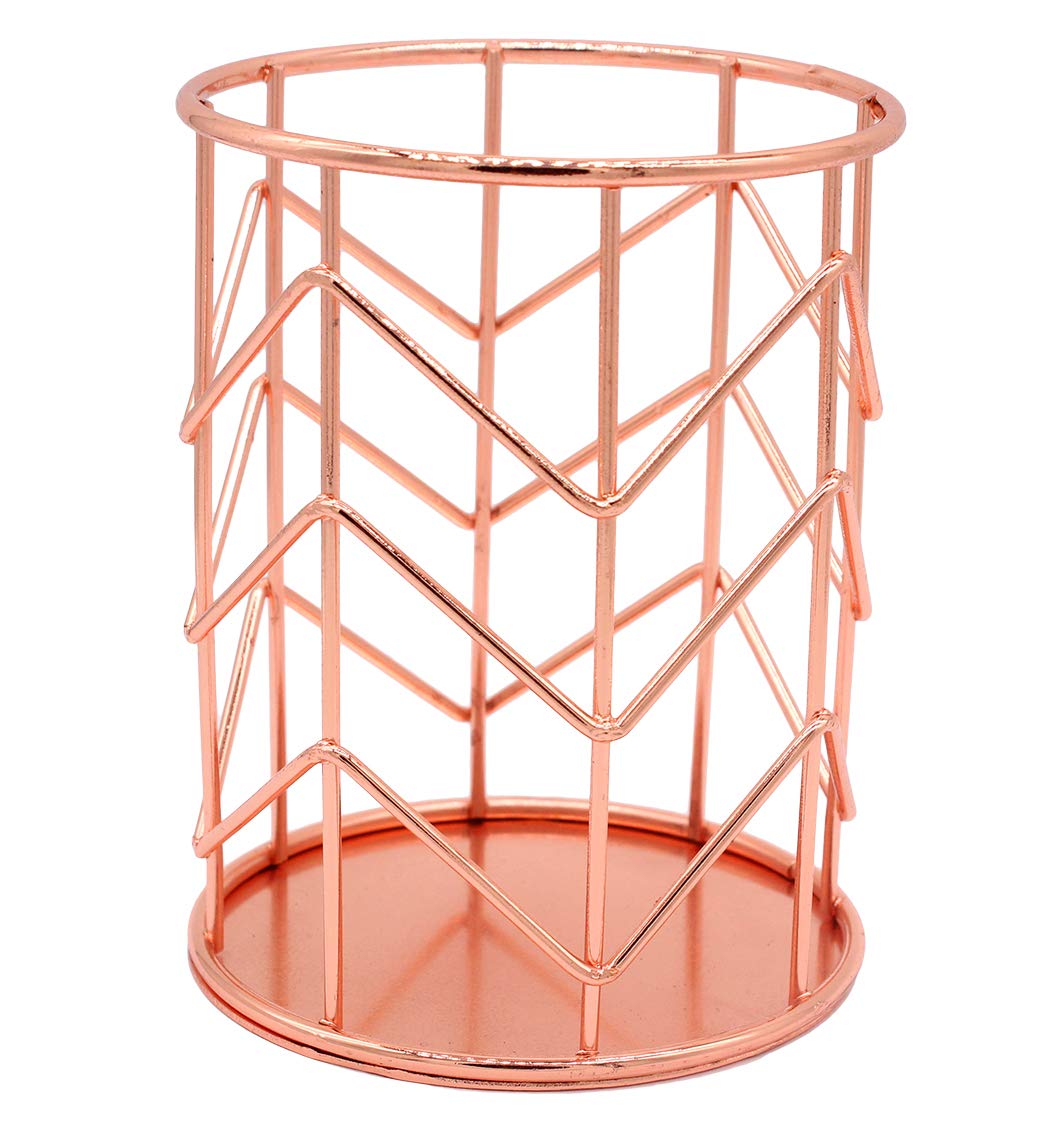 Xiaoyu Metal Pencil Cup, Pencil Holder, Desk Sorter Bin, Stationery Collection, Cosmetics Organizer, Make-up Brush Holder, Rose Gold