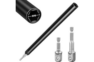 HAIABEI 9/16"(14mm) Power Nut Driver Nut Runner Hollow Socket with 1/4" Hex Shank,Fit Long Bolts and Ductwork Power Nut Driver for Overhead Fastening Applications Operations (10 Inch)