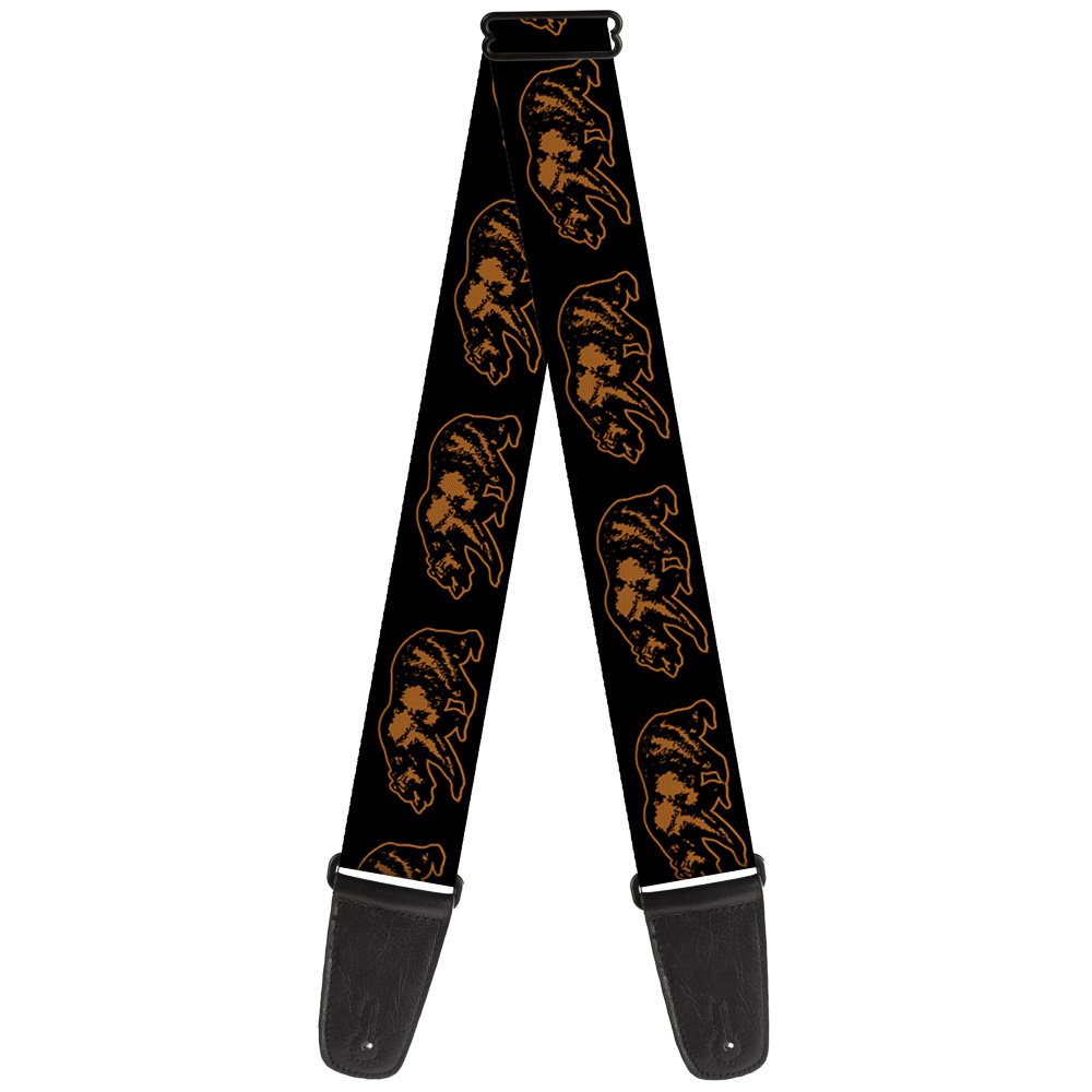 Buckle-Down GS-W32988 Guitar Strap - California Grizzly Bear Outline Black/Brown - 2" Wide - 29-54" Length