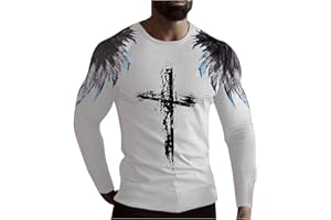 WOCACHI Soldier Long Sleeve T-Shirts for Mens, 2023 3D Street Faith Jesus Cross Print Workout Athletics Tee Tops