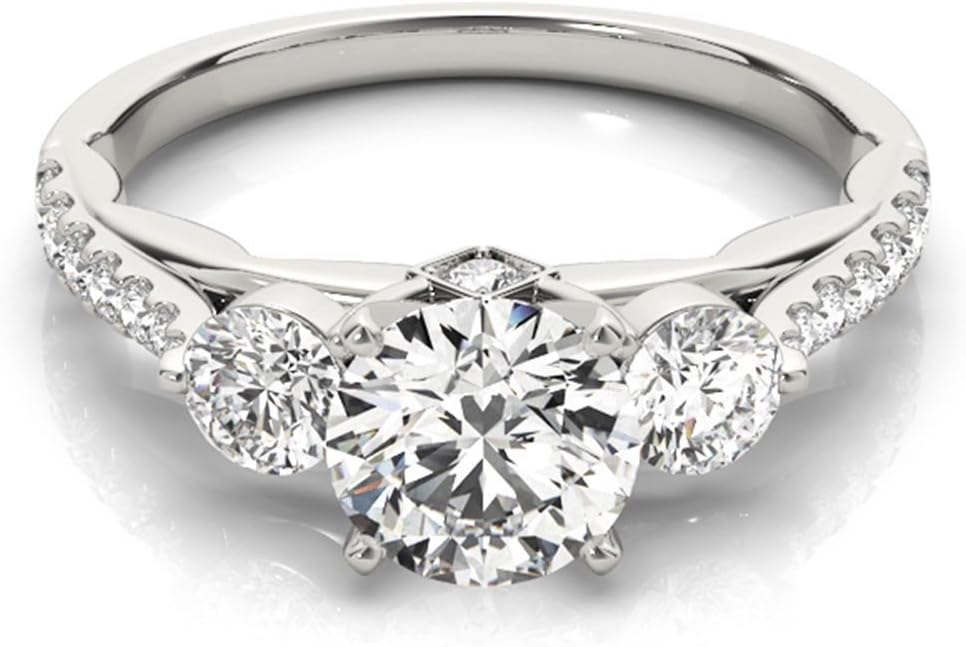 1.00 Ct Round Cut Real Diamond Engagement Wedding Ring 14K Solid White Gold Womens Wedding Band Size G H I J K L M N O P Q R S (I)