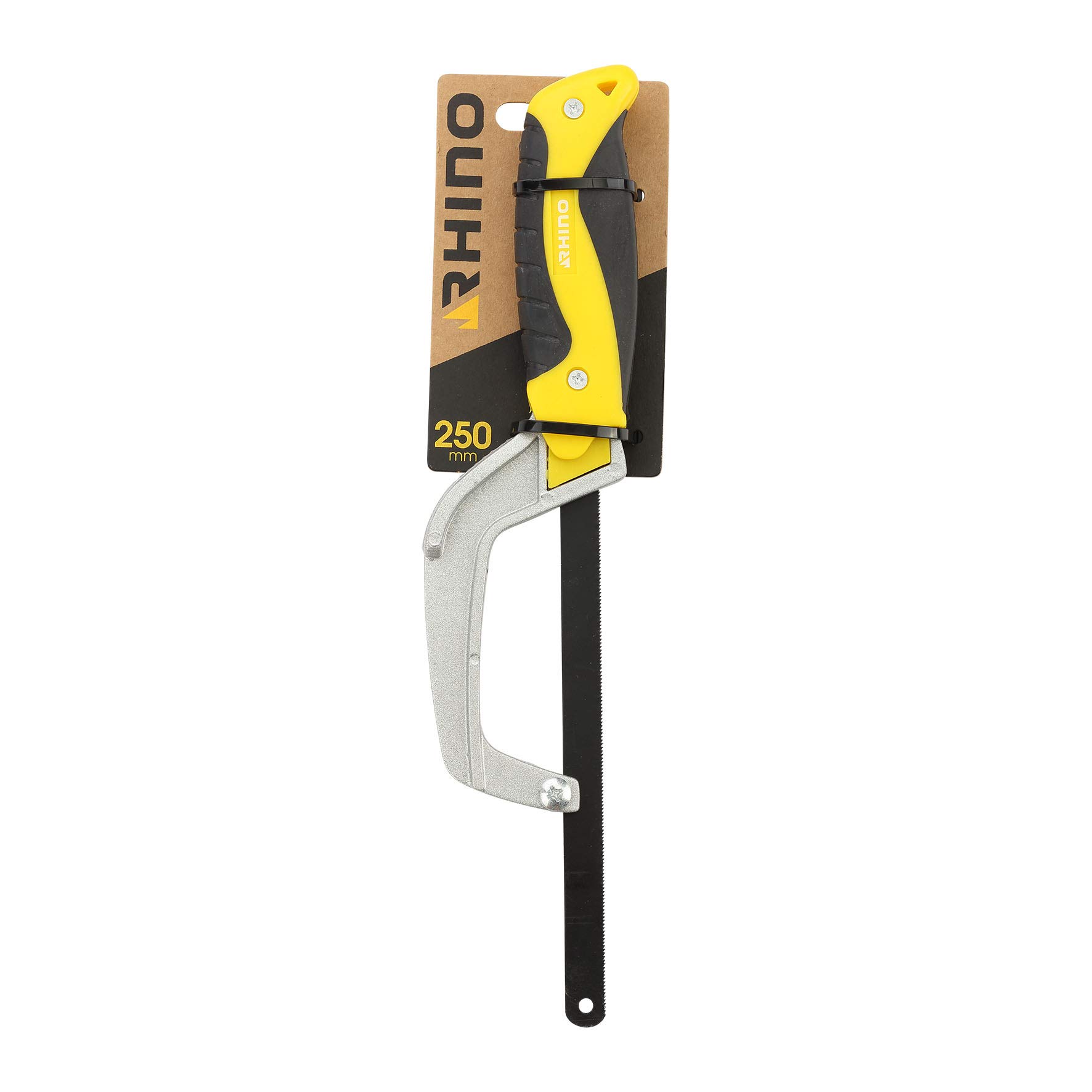 Rhino 35012 Mini Hacksaw 250 mm 250 mm - Ergonomic Handle for Optimised Comfort - Allows You to Saw in Hard Places, NC, 250 mm