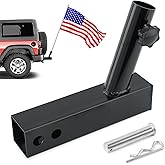 Hitch Flag Pole Holder, Truck Flag Pole Mount for Standard 2 inch Hitch Receiver, Metal Heavy Duty Trailer Flag Holder Universal for Jeep, Truck, SUV, RV, Pickup, Camper