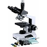 AmScope T490B-LED 2000X LED Trinocular Biological Compound Microscope | 40X-2000X Magnification Range Built-In LED Illumination