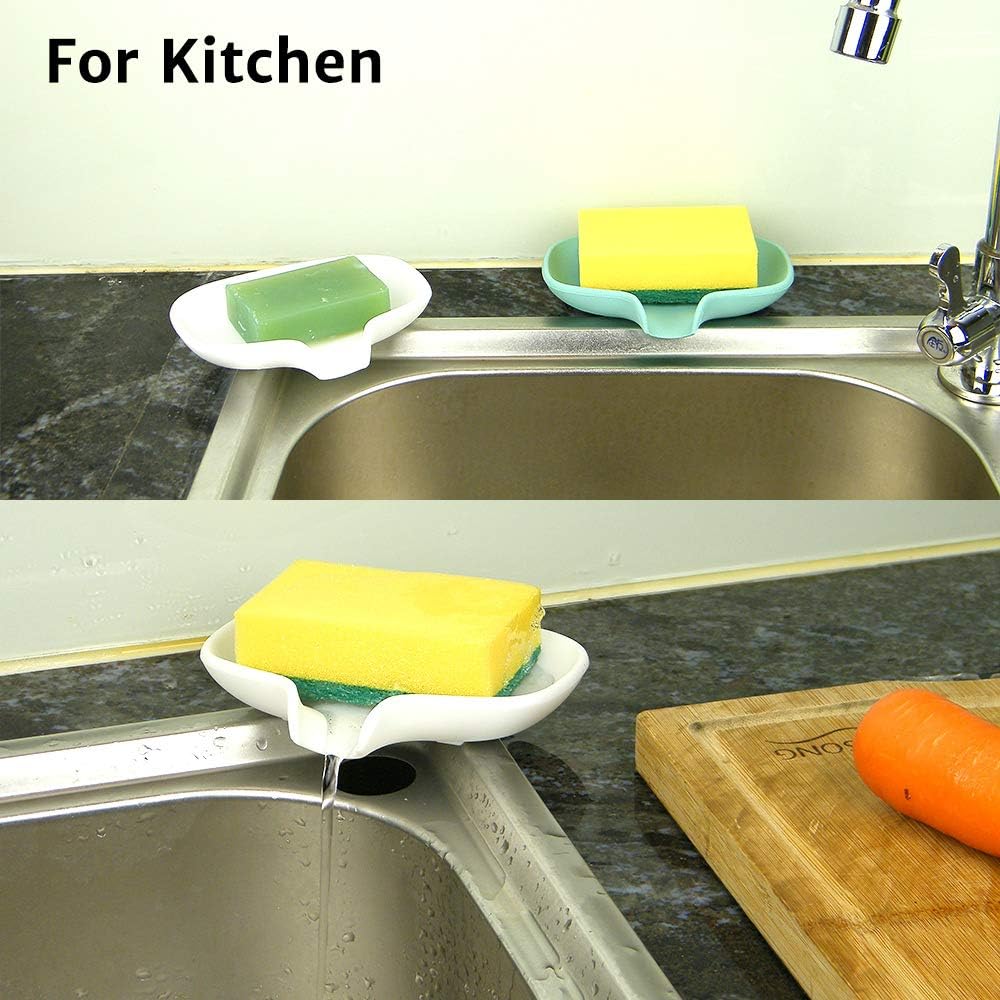 AIMAIAIMAI 3 Pack Silicone Soap Dish with Drain, Bar Soap Holder for Shower/Bathroom, Self Draining Waterfall Soap Tray/Saver for Kitchen, Keep Soap Dry, Easy to Clean: Home & Kitchen
