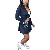 Women 2 Piece Outfits Tracksuit Sets Long Sleeve Zipper Jacket Crop Top and Mini Skirt Skort Set Casual Workout Sweatsuits