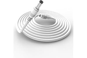 Tonton 6.6FT 2M DC Power Extension Cable 5.5 mm x 2.1 mm 5521 Male to Female 12V DC Adapter Cord Compatible with CCTV Security IP Camera, Survelliance DVR NVR System, LED Strip, Monitors (White)