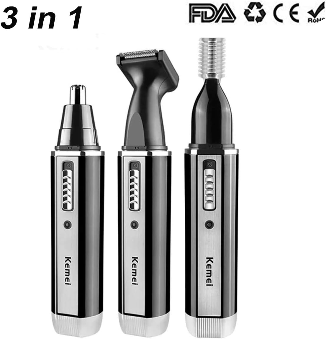 Nose Trimmer USB Rechargeable Electric Nose Trimmer/Nose Ear/Beard Trimmer Eyebrow Stainless Steel Hair Trimmer Waterproof for Men and Women (3 in 1)