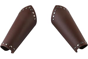 HZMAN Faux Leather Arm Guards - Medieval Knight Bracers - One Size, Black Brown