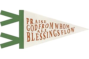 JXREQ Praise God from Whom All Blessings Flow Christian Pennants Banners Flags for Home Decor, Religious Bible Verse Scripture Canvas Wall Art Decor for Bedroom Living Room Church Office, 8x17 Inch