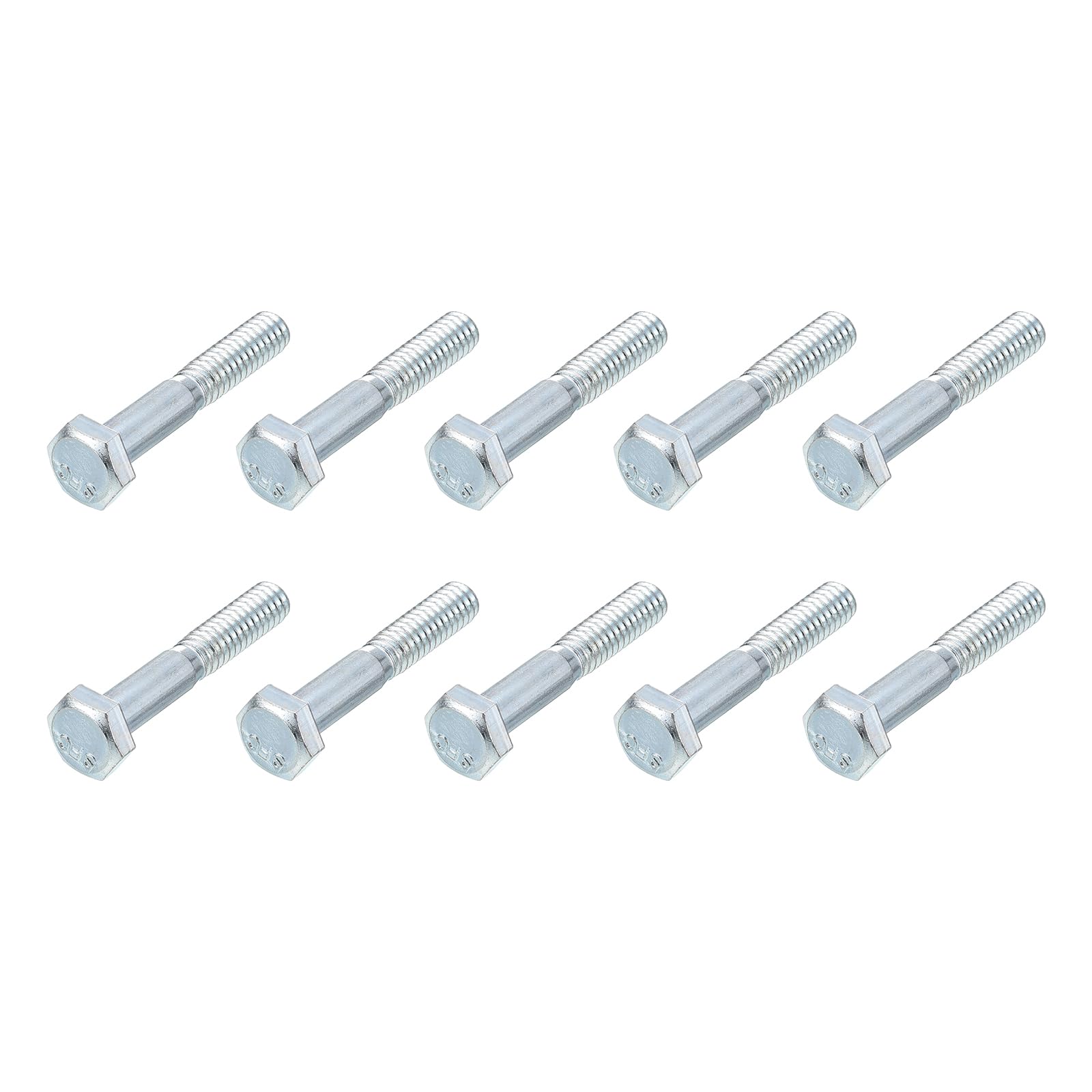 METALLIXITY Hex Bolts (1/4-28x1-1/2") 10Pcs, Grade 2 Carbon Steel Zinc Plated Partial Threaded, UNF Fine Thread Hex Head Screw Bolt - for Furniture Repair, Silver